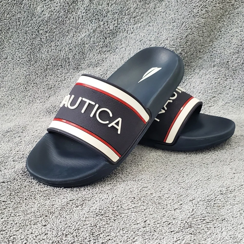 Nautica Kids Youth Athletic Slide Rubber Slip-on Sandals Navy Blue Size 1